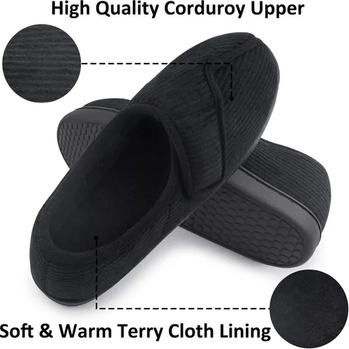 Miniatura 2 de Git-up Pantuflas diabéticas para hombre, artritis, edema, cierre ajustable, puntera hinchada, pies hinchados, pantuflas de espuma viscoelástica