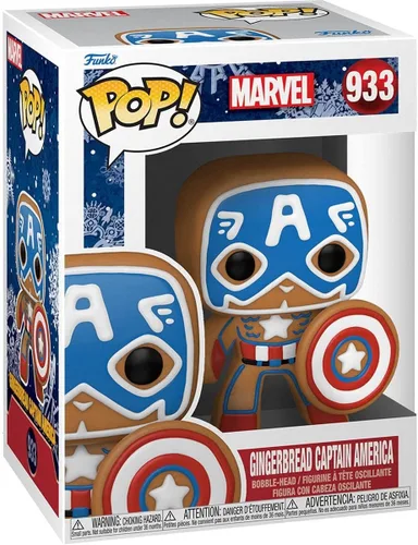 Miniatura 2 de POP Marvel: Holiday - Figura de vinilo del Capitán América Funko de jengibre (paquete con funda protectora de caja compatible), multicolor, 3.75