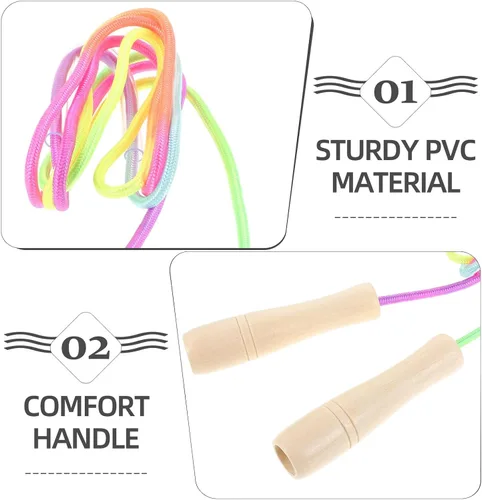 Miniatura 8 de Adjustable Jump Rope with Wooden Handles Lightweight Skipping Rope for Fitness Workout Indoor Outdoor Use Suitable for Preschool and Elementary