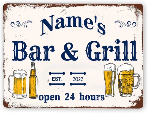 Letrero de metal personalizado con texto en inglés "Welcome to Bar", accesorios de bar, vintage, decoración de cueva para el hogar, bar Color1075