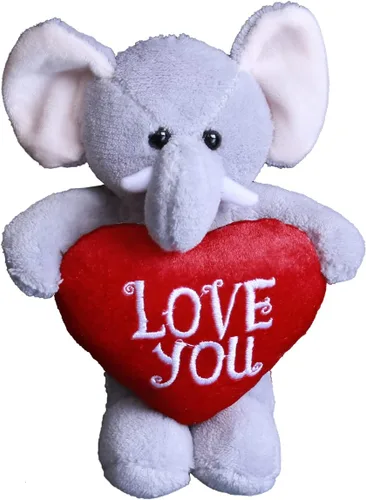 Plushland Animal de peluche con corazón rojo – Love You– Juguete de animales de peluche para niños y adultos – Almohada de corazón bordada – 8