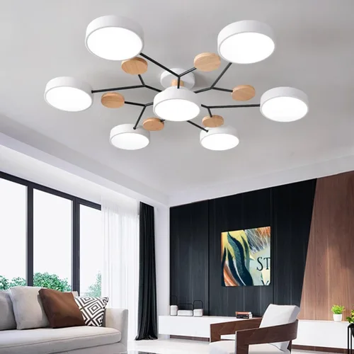 Miniatura 17 de Lámpara de techo LED moderna, lámpara LED regulable de 55 W, lámpara de techo moderna de montaje empotrado, lámpara de techo de madera para sala