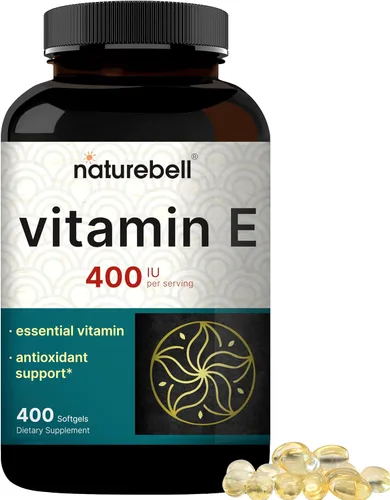 NatureBell Cápsulas blandas de aceite de vitamina E, 400iu por porción, 400 píldoras | Suplementos antioxidantes esenciales, forma de fácil