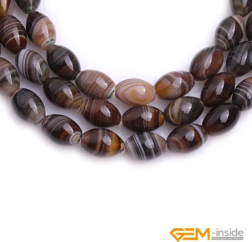Miniatura 4 de GEM-Inside Stripe Botswana ágata cuentas sueltas naturales de 0.394 x 0.551 in Bronw Olivary Crystal Energy Stone Power para hacer joyas de 15