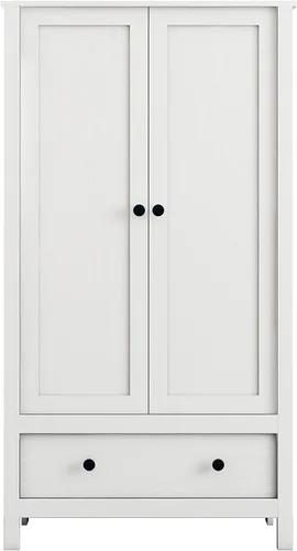 Miniatura 4 de Panana Armario de 2 puertas, armario con cajón para dormitorio (blanco)