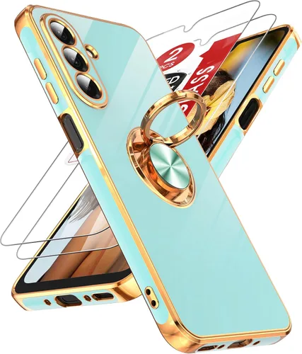 Miniatura 113 de LeYi Funda para Samsung Galaxy S22 Ultra con soporte de anillo giratorio de 360°, soporte magnético, chapado en oro rosa, borde protector para Negro