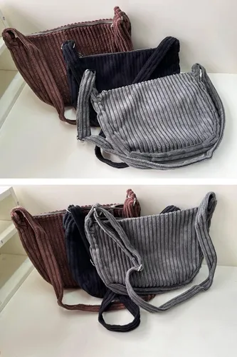 Miniatura 5 de Bolso Hobo de pana pequeño para mujer, con correa ancha, bolso cruzado para el hombro, bolso casual para uso diario