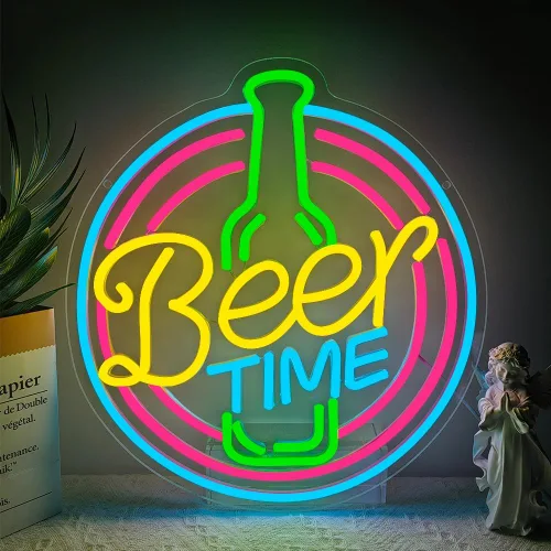 Letrero de neón de bar, letrero LED de cerveza para decoración de pared, luz LED de hora de cerveza para el hogar, bar, pub, club nocturno, fiesta