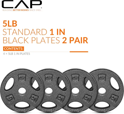 Miniatura 3 de CAP Barbell Placas de peso de agarre estándar de 1 pulgada Negro