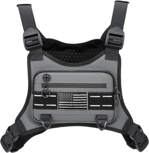 Miniatura 9 de Muserise Bolsa de Pecho Deportiva Para Hombres y Mujeres, Resistente al Agua, Ligera, Paquete de Pecho Frontal, Bolsa de Chaleco para Correr Con