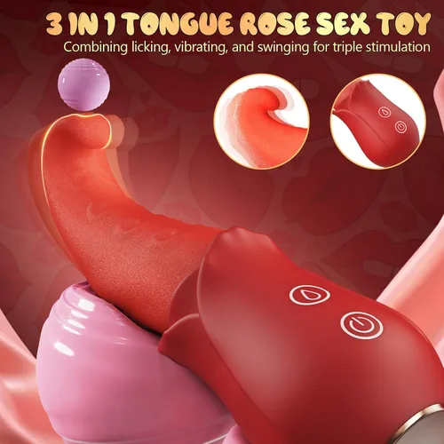 Miniatura 2 de Vibrador de juguetes sexuales para adultos para mujeres, vibrador de punto G, consolador de rosa, juguetes sexuales con 10 lamidas y 10 modos