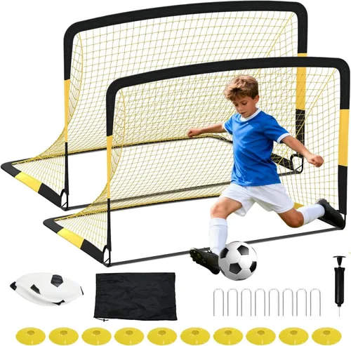 Miniatura 9 de Garvee Portería de fútbol de competencia de acero, 6 x 4 pies, 6 x 4 pies, 2 unidades, L, 6 x 4 pies, 8 x 5 pies, 12 x 6 pies, portería de fútbol