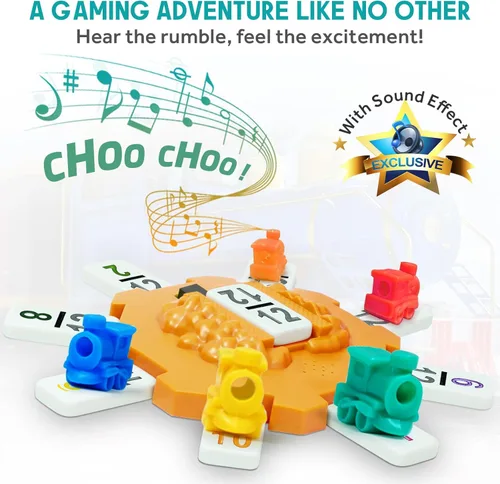Miniatura 2 de Yinlo Juego de Dominós del Tren Mexicano, Centro con Sonido de Tren Real, Doble 12 con Números