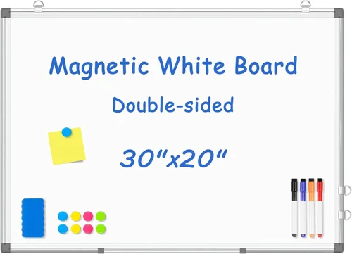 Miniatura 31 de Pizarra blanca de doble cara, marco de aluminio negro, pizarra magnética de borrado en seco de 24 x 18 pulgadas para pared, pizarra blanca montada