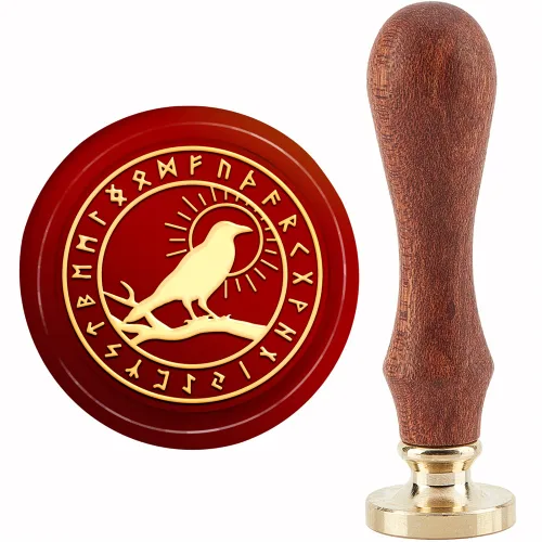 Miniatura 15 de CRASPIRE Sello de cera de fase lunar, sello de cera de lobo con nudo celta de 1.181 in, cabeza de latón extraíble retro vintage con mango de madera