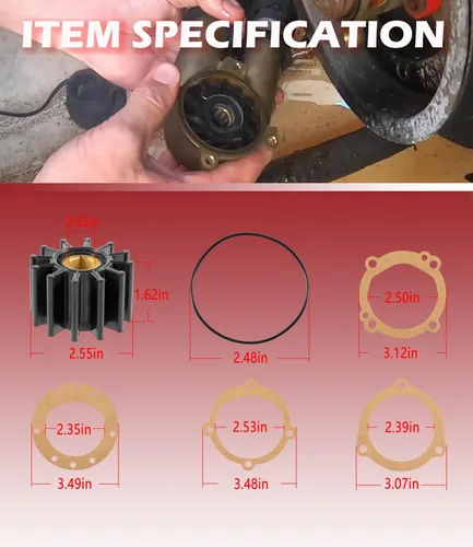 Miniatura 8 de Kit de reparación de impulsor de bomba de agua Reemplazo para Sherwood 10615K-SHW para Volvo Penta 835874 Impulsor de bomba de enfriamiento