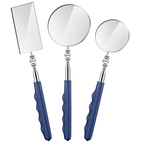 Miniatura 9 de Copkim 3 piezas de espejo de inspección telescópico de acero inoxidable extensible con mango largo para técnicos, mecánicos, contratistas