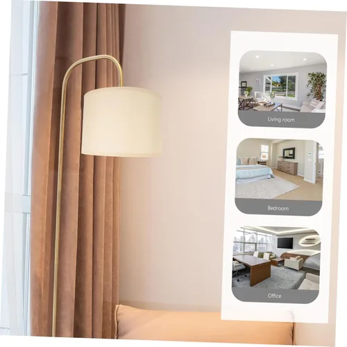Miniatura 6 de Uonlytech Elegante pantalla de lino beige de repuesto para lámpara de pie de lino, pantalla de escritorio, fácil de instalar, clips extraíbles