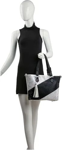 Miniatura 5 de Bolso de mano brillante grande de cuero para mujer, extra grande