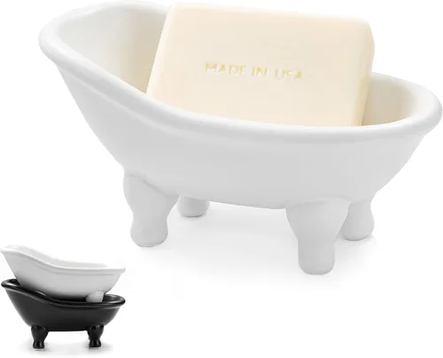 Miniatura 9 de 1 pieza de 5.6 pulgadas de cerámica negra mini jabonera pequeña maceta organizador de maquillaje contenedor Hamster bañera (negro)