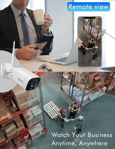 Miniatura 7 de Cámara de seguridad Wi-Fi Bullet al aire libre, 1080P ONVIF IP WiFi cámara de vigilancia, detección de humanoides/audio de 2 vías/alarma de Blanco