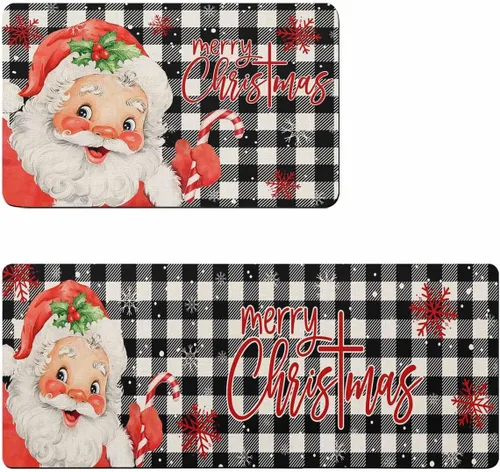 Tapete de baño de Navidad con Papá Noel, antideslizante, de secado rápido y absorbente, de tierra de diatomeas, para fregadero de cocina, lavable,