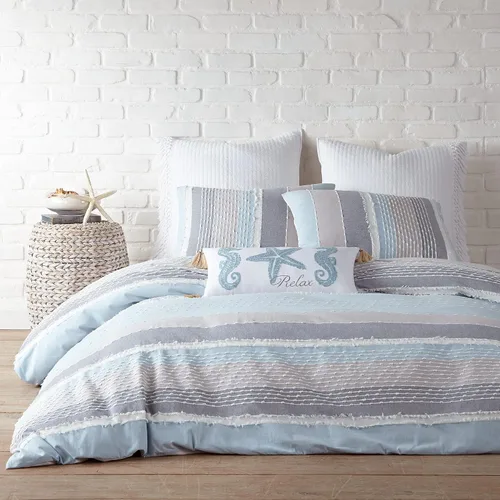 Miniatura 5 de Levtex Home - Juego de edredón Santander - Edredón individual + una funda de almohada estándar - Gris, beige, blanco - Jacquard - Edredón