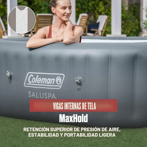 Miniatura 8 de Coleman Hawaii - Bañera de hidromasaje inflable para 4 a 6 personas, spa cuadrado de bajo consumo portátil al aire libre con 140 AirJets, 71 x 28
