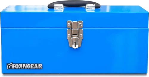 Miniatura 5 de Caja de herramientas portátil de acero resistente de 16" calibre 18 con pestillo de metal y mango rosa