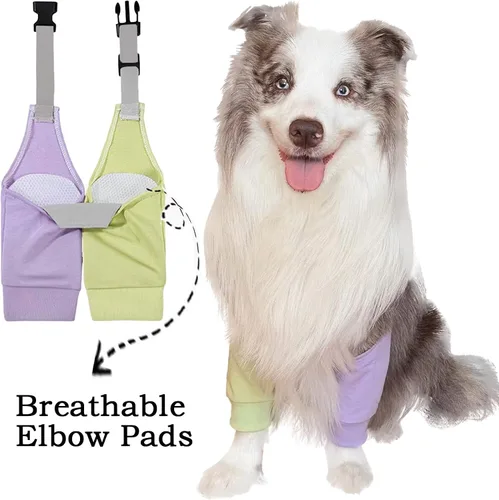 Miniatura 4 de Coderas para perros, rodilleras, tratamiento de callos para heridas, patas delanteras para dejar de lamer, perros medianos y grandes, L, color morado