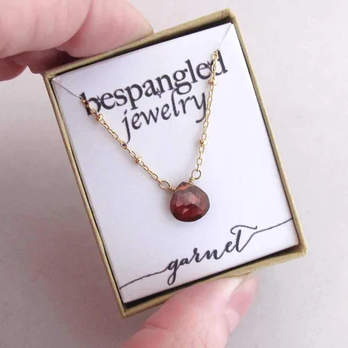 Miniatura 12 de Collar con colgante de piedra natal con piedra preciosa genuina, relleno de oro de 14 quilates, 18 pulgadas