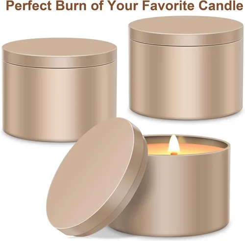 Miniatura 3 de AOSWELE 24 latas de velas doradas, recipientes de vela mate premium para kit de bricolaje Dorado
