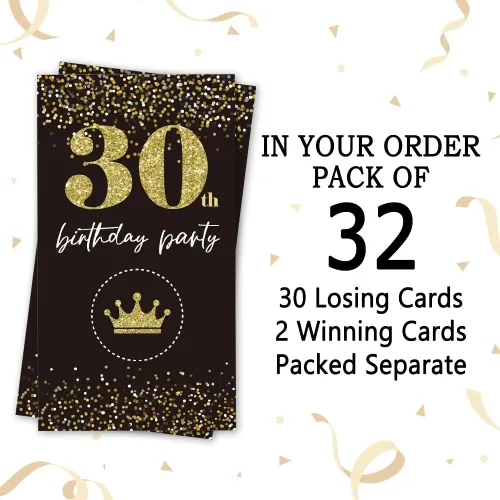 Miniatura 3 de REWIDPARTY Tarjetas de juego para raspar para fiesta de cumpleaños número 30 (32 piezas) Saludos a 30 años de premios para rifas, feliz fiesta