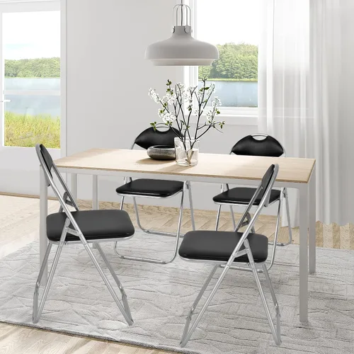 Miniatura 2 de Paquete de 4 sillas plegables, sillas plegables con asientos y respaldo acolchados, asa de transporte, asiento comercial portátil, sillas de fiesta