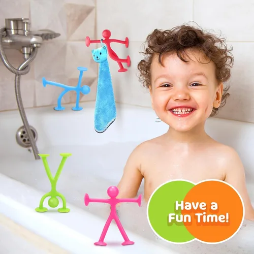 Miniatura 4 de Richtim Juguetes de succión humanoides para niños: 24 paquetes de juguetes creativos de succión sin agujeros para el baño - Juguetes sensoriales