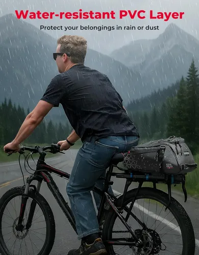 Miniatura 7 de KEMIMOTO Bolsa trasera para bicicleta – 8L PVC resistente al agua bolsas para bicicleta trasera de bicicleta, alforja para maletero de bicicleta