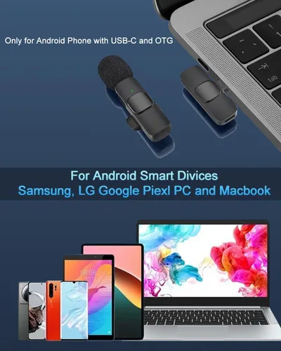 Miniatura 7 de Mini micrófono de solapa inalámbrico para iPhone, iPad, teléfono Android, PC, portátil, mini micrófono Plug-Play con reducción de ruido, micrófono