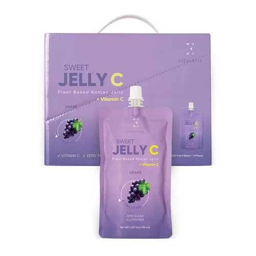 EVERYDAZE Gelatina Dulce Jelly C Konjac | Vegana, Sin Gluten, Sin Azúcar, Baja en Calorías | Saludable Bebida Frutal | Paquete de 10 Bolsas de