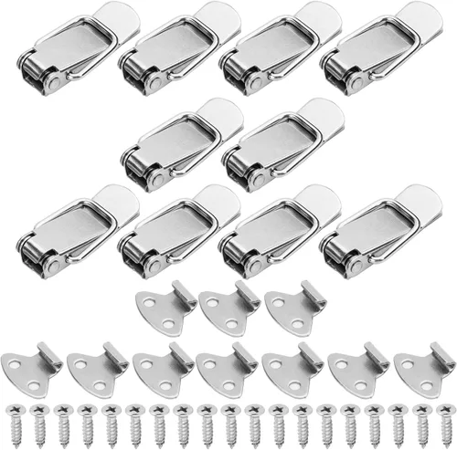 Miniatura 9 de Cerradura de palanca de acero inoxidable 201 de 1.54 pulgadas de longitud con resorte sin agujero de bloqueo, cerraduras con resorte para caja
