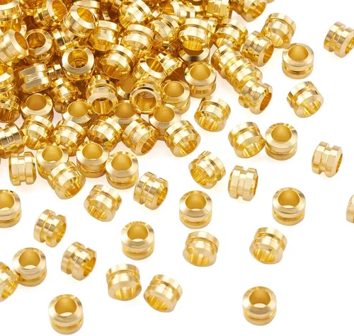 Miniatura 7 de Craftdady 210 cuentas espaciadoras redondas de oro de 18 quilates de 0.079 pulgadas, 0.089 pulgadas, 0.118 pulgadas, 0.118 pulgadas, 0.197 pulgadas