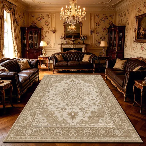 Miniatura 17 de Ukeler - Alfombra rústica con diseño floral para sala, dormitorio, comedor, Country rústico, Azul (luxury blue)