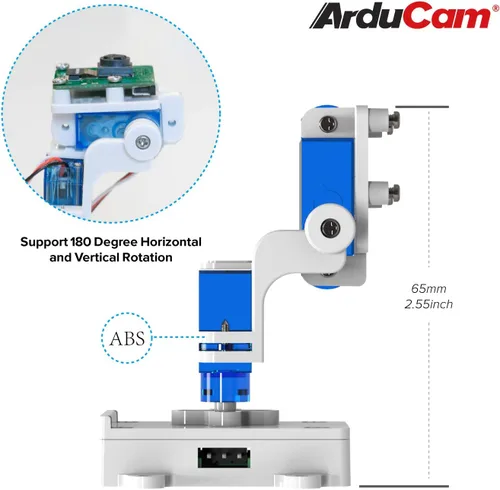 Miniatura 5 de Arducam Plataforma de inclinación panorámica de cámara mejorada compatible con módulo de cámara Raspberry Pi 3/V1/V2, tablero Nvidia Jetson