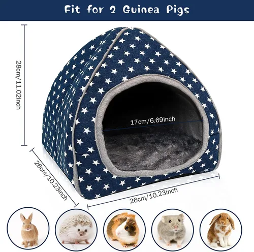 Miniatura 2 de BWOGUE Casa Cama para Conejillo de Indias Acogedora Cueva de Hámster Escondite Grande para Conejos Enanos Erizo Dragón Barbudo Nido de Invierno