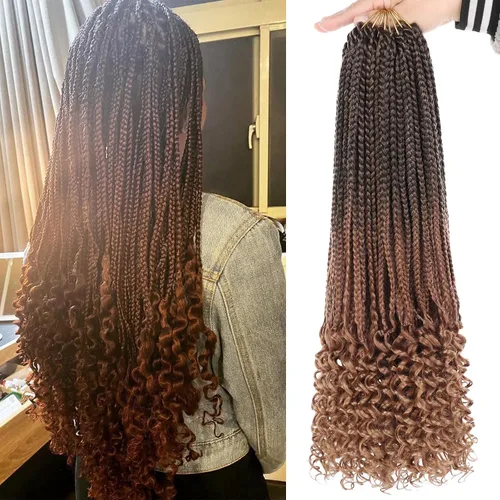 Miniatura 58 de XTREND 10 Pulgadas 6 Paquetes Trenzas de Caja de Ganchillo Cabello Pre-anudado Sin Nudos Bobo Trenzas de Caja 3X Extensiones de Cabello Trenzado 1b#