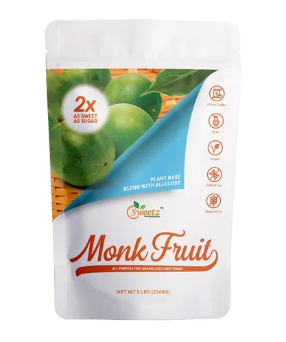 Alulosa - Edulcorante multiusos de mezcla de frutas de monje - 2 veces dulzura de azúcar; porciones totales 1134; edulcorante sin calorías,