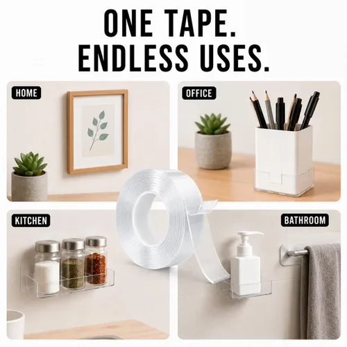 Miniatura 7 de Bulina Nano Tape Double Sided Heavy Duty 1/2''×10Ft, Removable Washable Adhesive Tape, Clear Multipurpose Mounting Tape for Wall, Carpet, Pictures