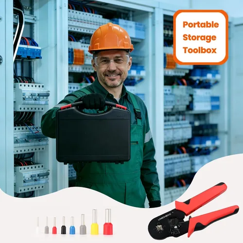 Miniatura 4 de AWG 23-7 Kit de herramientas de crimpado de virola con 1800 conectores, alicates de trinquete autoajustables para terminales de extremo y anillo