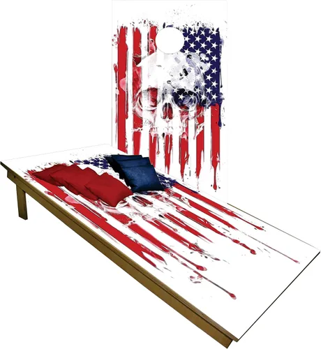 BackYardGamesUSA Juego de tablas de cornhole de madera prémium hechas a mano – Serie Calavera – Hecho a mano en Estados Unidos, tamaño reglamentario