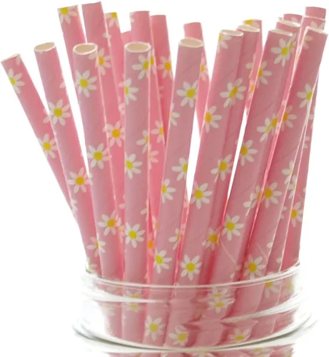 Miniatura 4 de Food With Fashion Pajitas rosas para baby shower, pajitas de papel rosa para beber, zigzag rosa, lunares y pajitas a rayas para una princesa