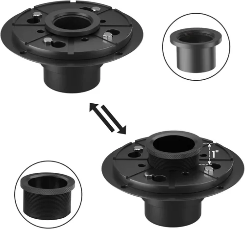 Miniatura 5 de EXF Drenaje de ducha cuadrado de 6 pulgadas con base de brida ABS, drenaje de piso de acero inoxidable 304 negro mate, rejilla extraíble y colador